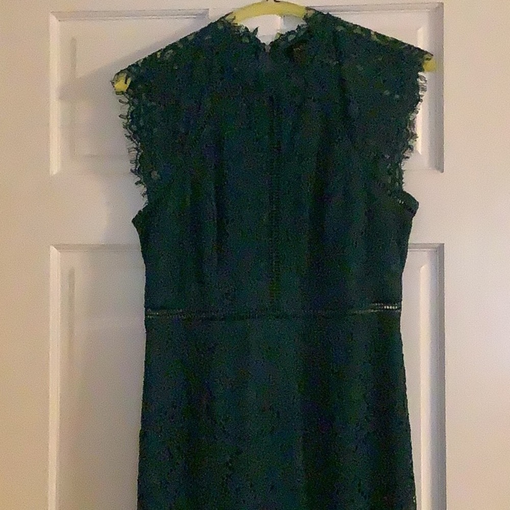 Bardot lace panel dress in hunter/emerald green EUC - Picture 2 of 16